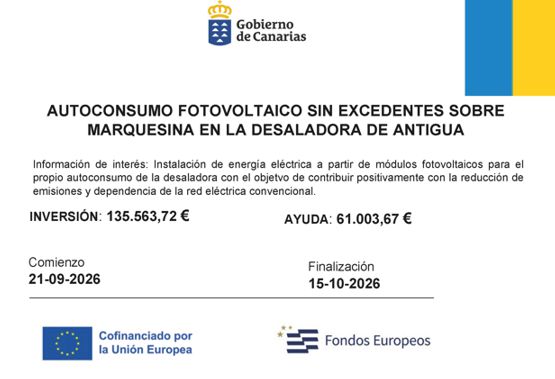Ir a la noticia Instalamos un sistema fotovoltaico de autoconsumo en la desaladora EDAM Montaña Blanca